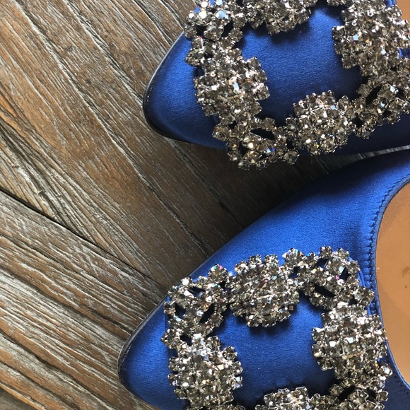 Manolo Blahnik Hangisi Blue Satin pump (70mm) heel - Picture 3 of 6